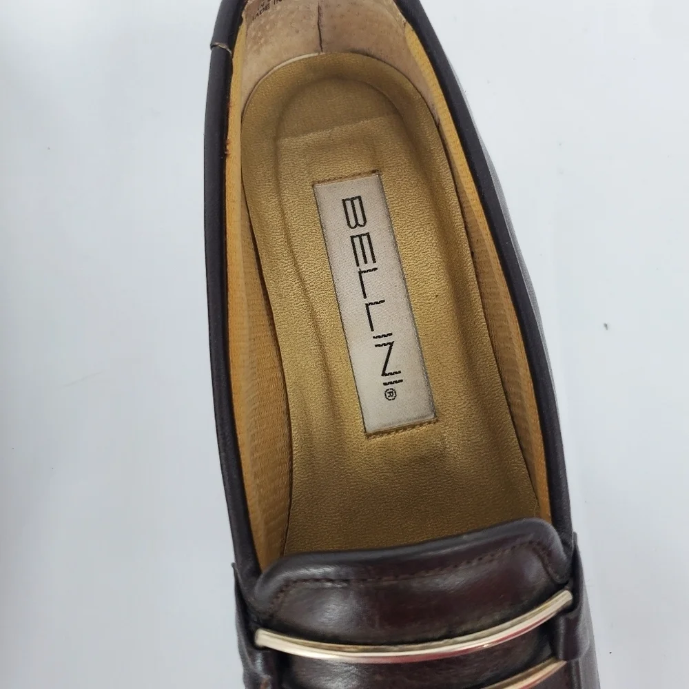 Bellini Dijon Loafers 9M Brown Leather Square Toe Bit Slip On Flats Comfort Shoe